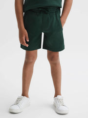 Reiss Shorts | Robin Slim Fit Textured Drawstring Shorts Emerald - Children