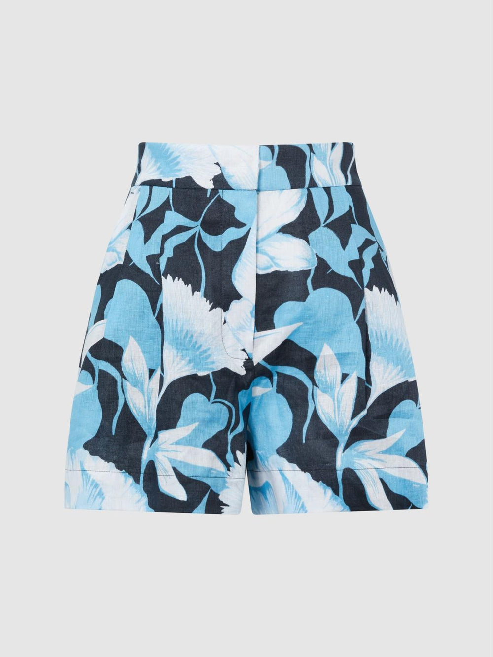 Reiss Shorts | Sky Linen Floral Printed Shorts Blue Print - Women