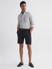 Reiss Shorts | Southbury Cotton Blend Chino Shorts Slate Blue - Men