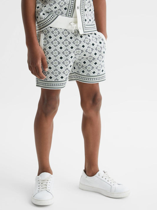 Reiss Shorts | Teaser Abstract Printed Drawstring Shorts Sage - Children