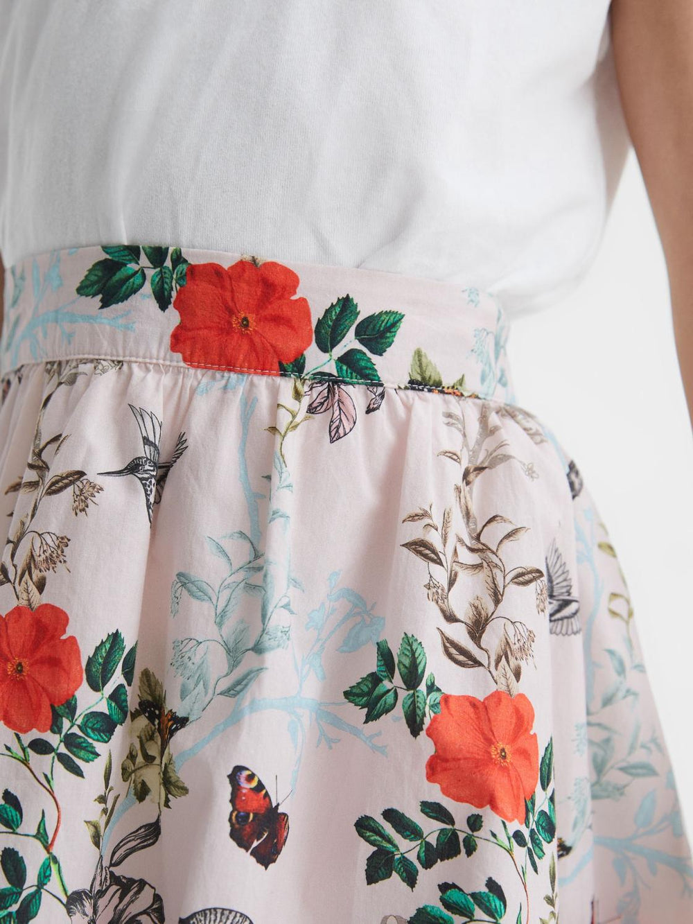 Reiss Skirts | Amie Floral Printed High Rise Skirt Ivory Print - Children