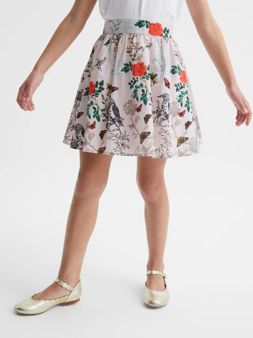 Reiss Skirts | Amie Floral Printed High Rise Skirt Ivory Print - Children