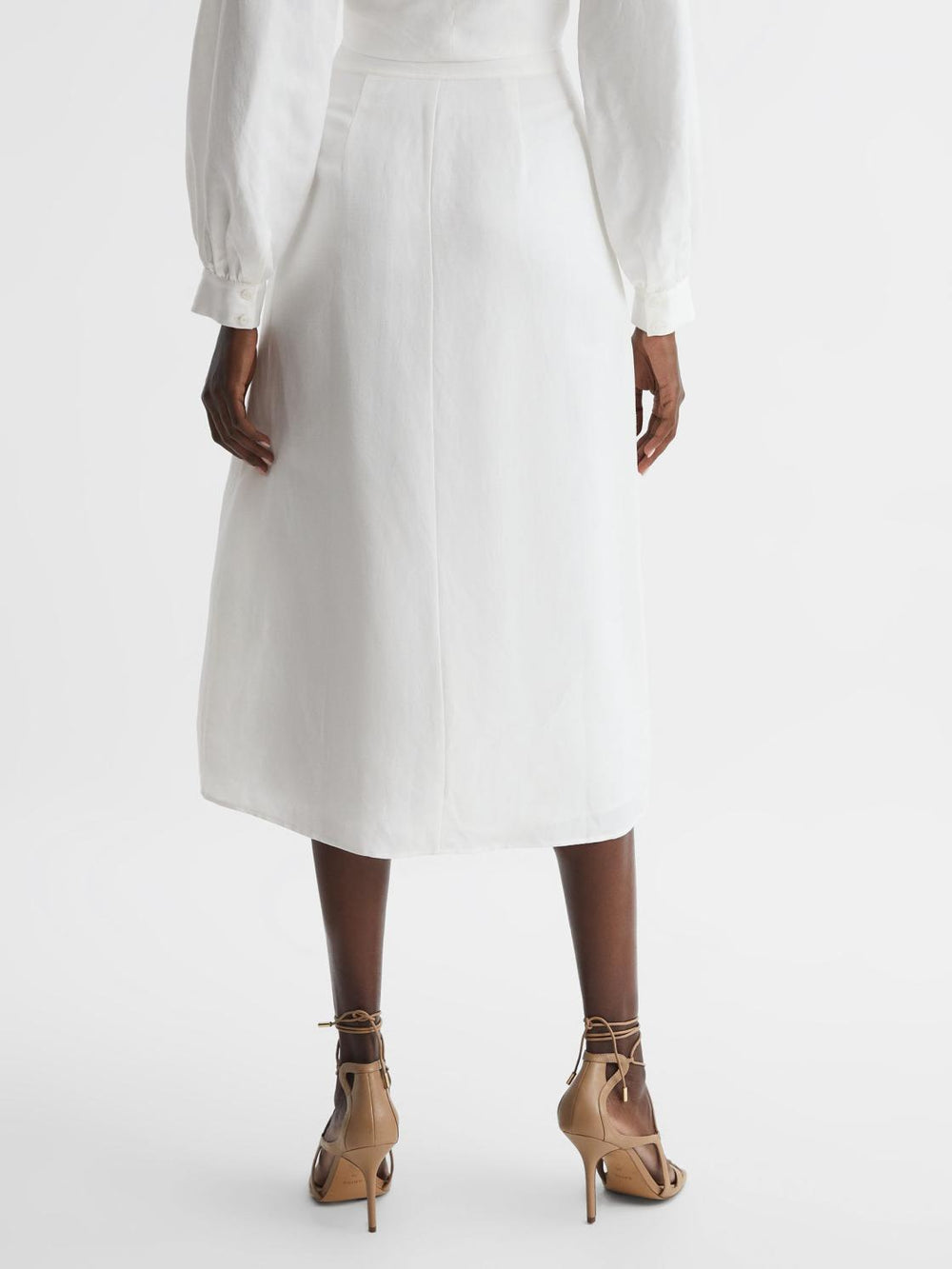 Reiss Skirts | Axelle Linen High Rise Skirt White - Women
