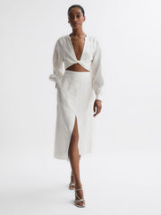 Reiss Skirts | Axelle Linen High Rise Skirt White - Women