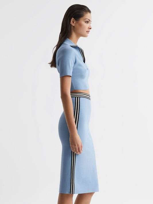 Reiss Skirts | Brooke High Rise Pencil Skirt Co-Ord Blue - Women