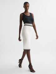 Reiss Skirts | Darla Knitted Colourblock Skirt White/pink - Women