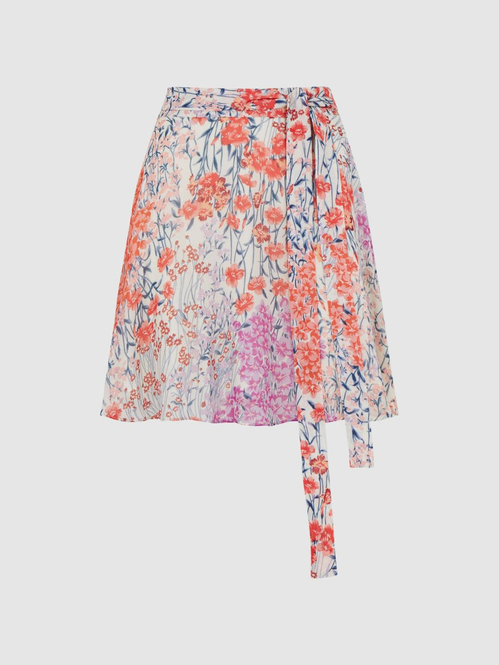Reiss Skirts | Elle Floral Print High Rise Mini Skirt Coral/white - Women