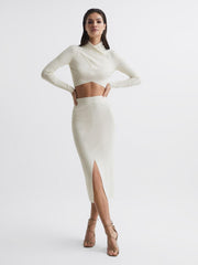 Reiss Skirts | Erin Knitted Co Ord Midi Skirt Dark Navy - Women