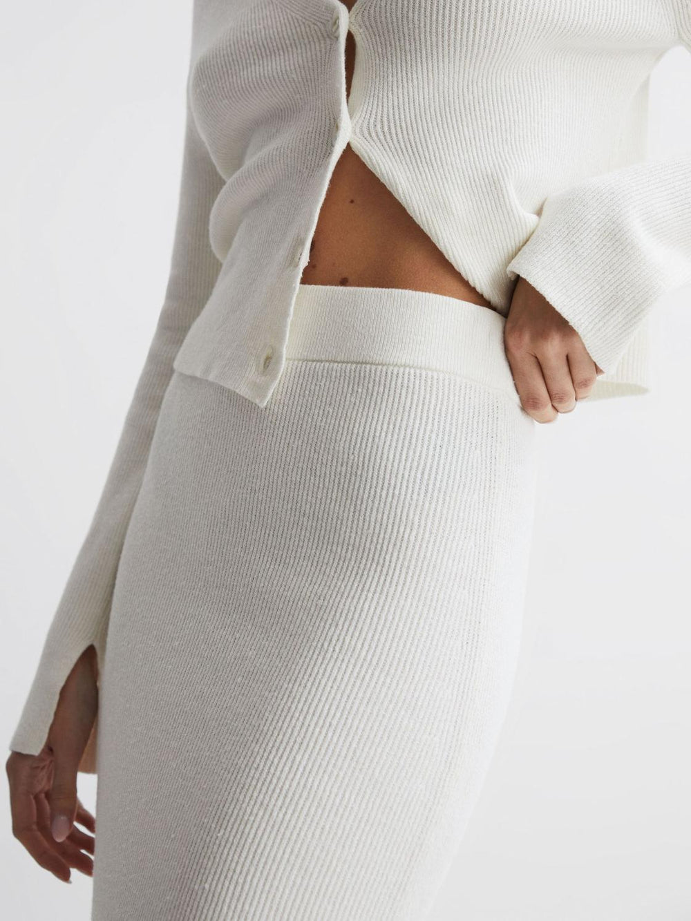 Reiss Skirts | Fern Knitted High Rise Midi Skirt Cream - Women