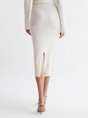 Reiss Skirts | Fern Knitted High Rise Midi Skirt Cream - Women