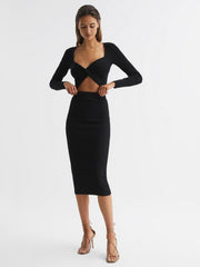 Reiss Skirts | Iona Knitted Pencil Skirt Co-Ord Black - Women