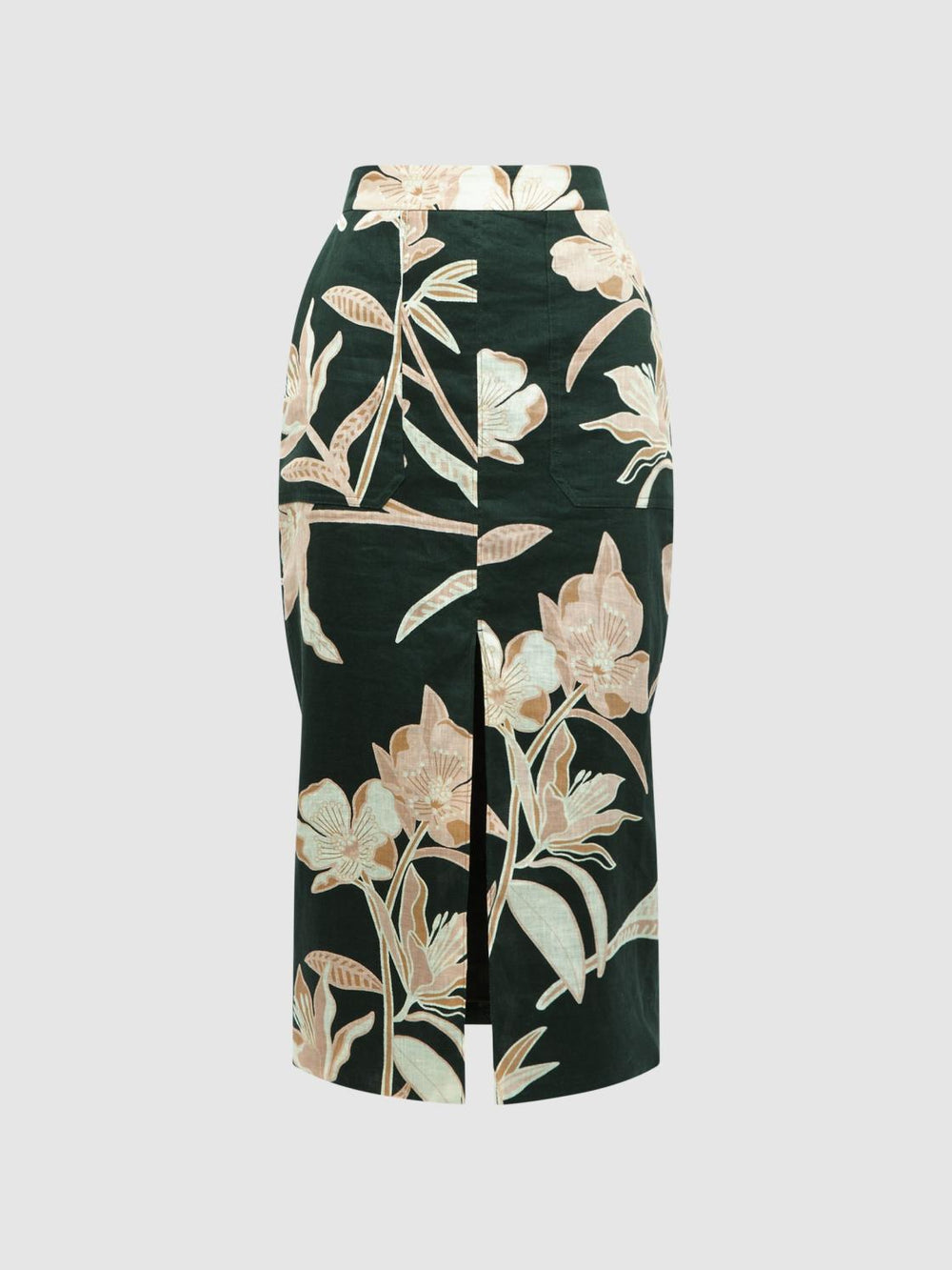 Reiss Skirts | Jackson Floral Print High Rise Midi Skirt Khaki - Women