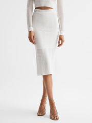 Reiss Skirts | Judy Knitted Crochet Midi Skirt Co-Ord Ivory - Women