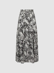 Reiss Skirts | Katia Printed Slip Midi Skirt Black - Women