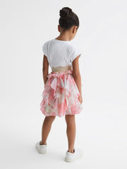 Reiss Skirts | Lola Ruffle Tulle Skirt Pink Print - Children