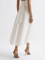 Reiss Skirts | Rebecca Fitted High Rise Midi Skirt Nude - Women