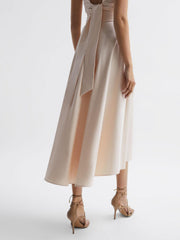 Reiss Skirts | Rebecca Fitted High Rise Midi Skirt Nude - Women