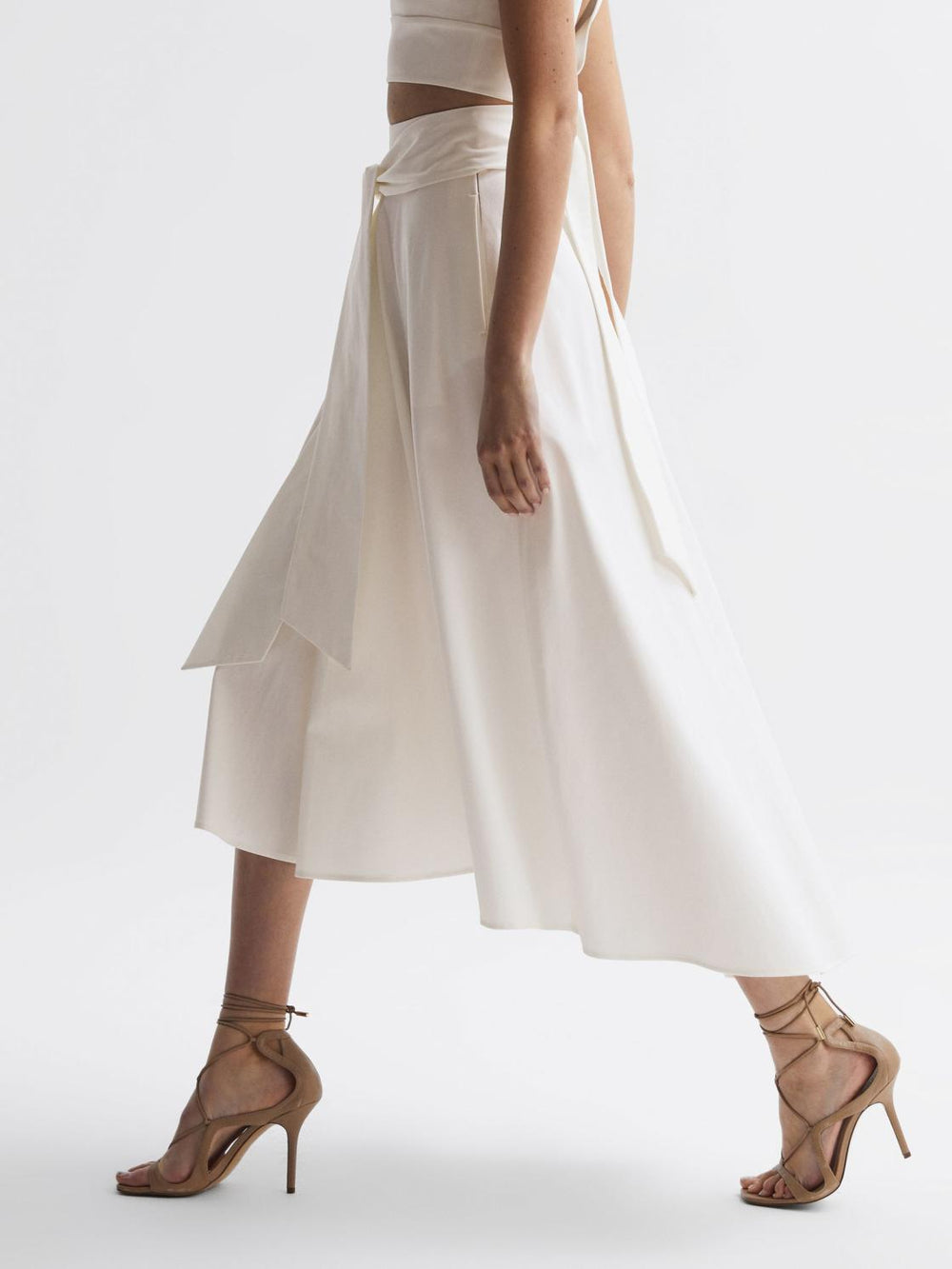 Reiss Skirts | Rebecca Fitted High Rise Midi Skirt Nude - Women