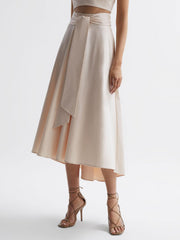 Reiss Skirts | Rebecca Fitted High Rise Midi Skirt Nude - Women