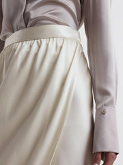 Reiss Skirts | Tyra Silk High-Low Wrap Skirt Ivory - Women