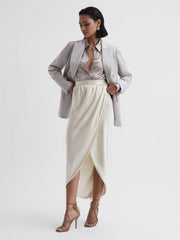 Reiss Skirts | Tyra Silk High-Low Wrap Skirt Ivory - Women