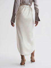 Reiss Skirts | Tyra Silk High-Low Wrap Skirt Ivory - Women