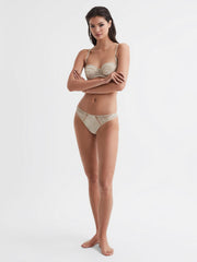 Reiss Socks & Underwear | Calvin Klein Underwear Satin Lace Thong Natural - Women