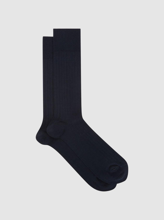 Reiss Socks & Underwear | Fela Cotton Blend Socks Navy - Men