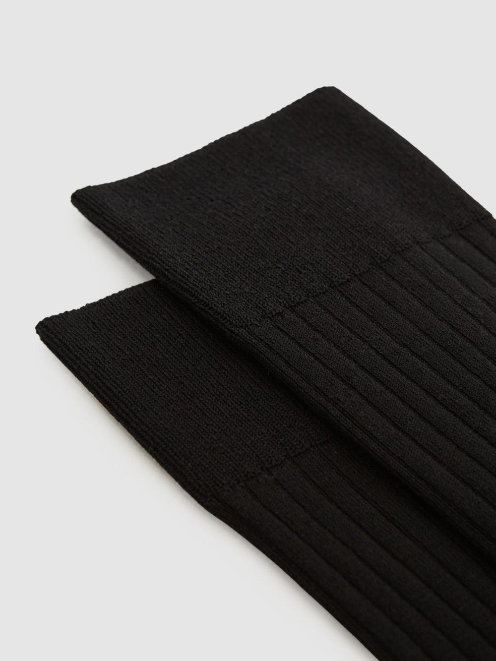 Reiss Socks & Underwear | Feli Ribbed Mercerised Cotton Blend Socks Black - Men