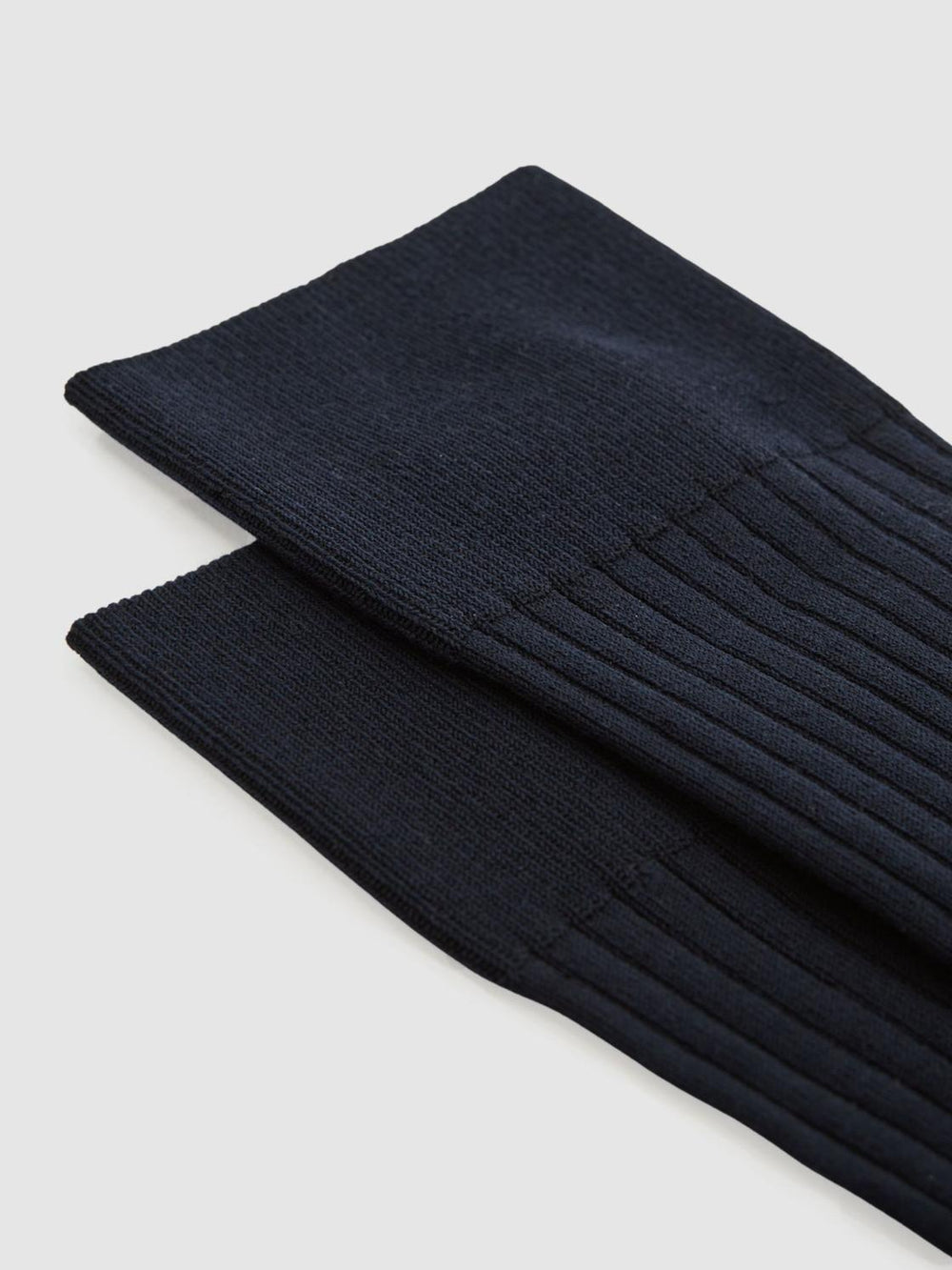 Reiss Socks & Underwear | Feli Ribbed Mercerised Cotton Blend Socks Navy - Men