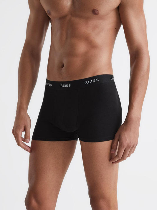 Reiss Socks & Underwear | Heller Three Pack Organic Cotton Boxers Black - Men
