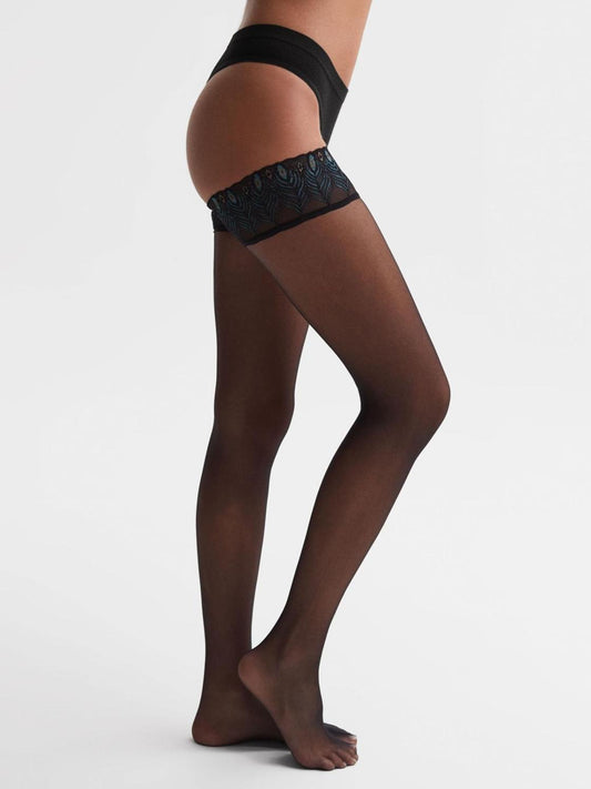 Reiss Socks & Underwear | Lunelle Falke Stay Up Stockings Black - Women