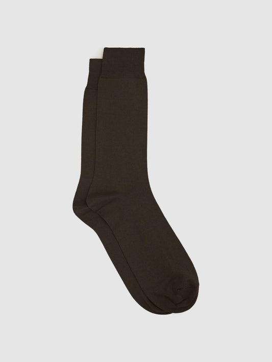 Reiss Socks & Underwear | Mari Mercerised Cotton Blend Socks Chocolate - Men