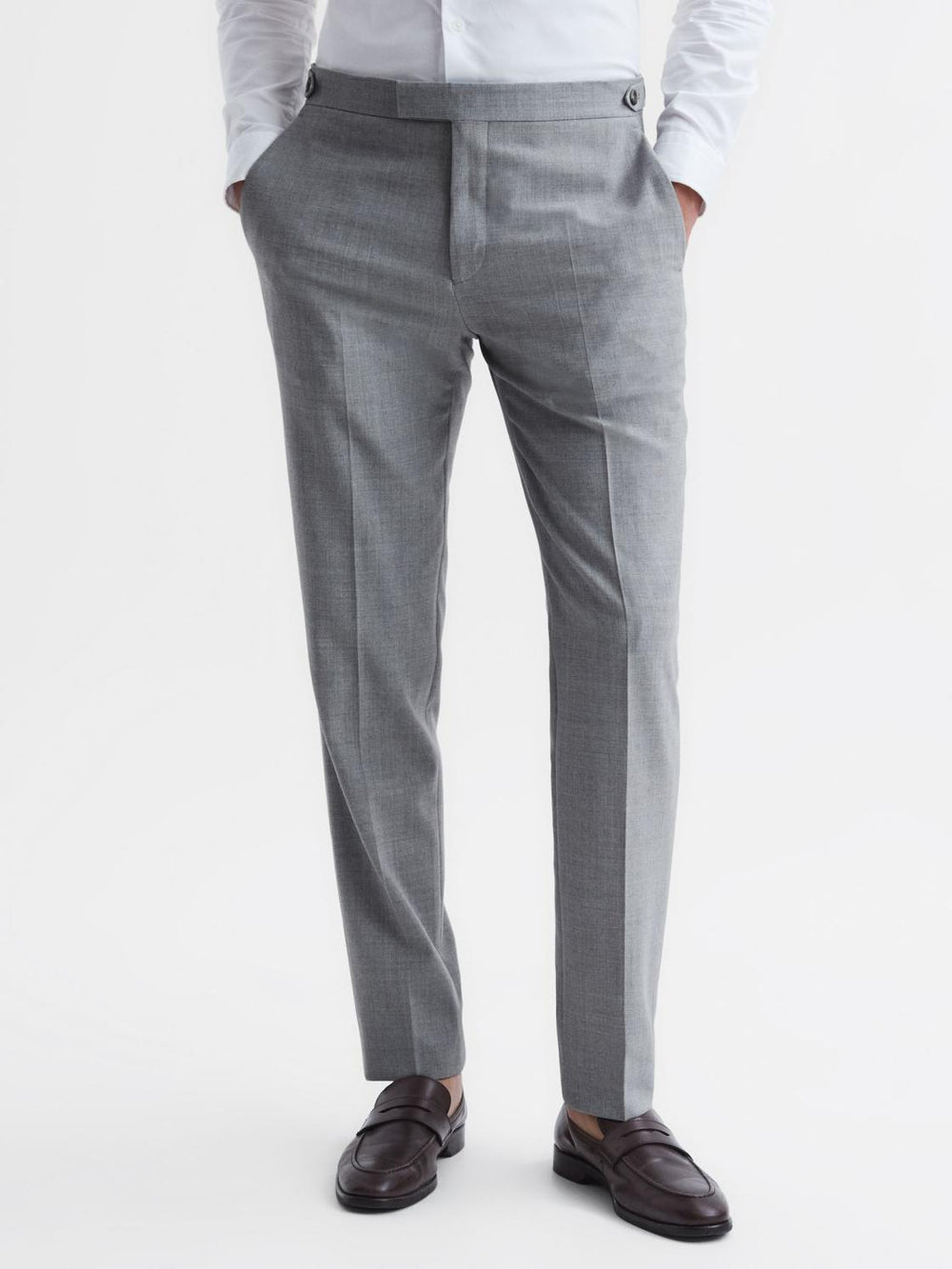 Reiss Suits & Tailoring | Arrow Slim Fit Wool Blend Trousers Soft Grey - Men
