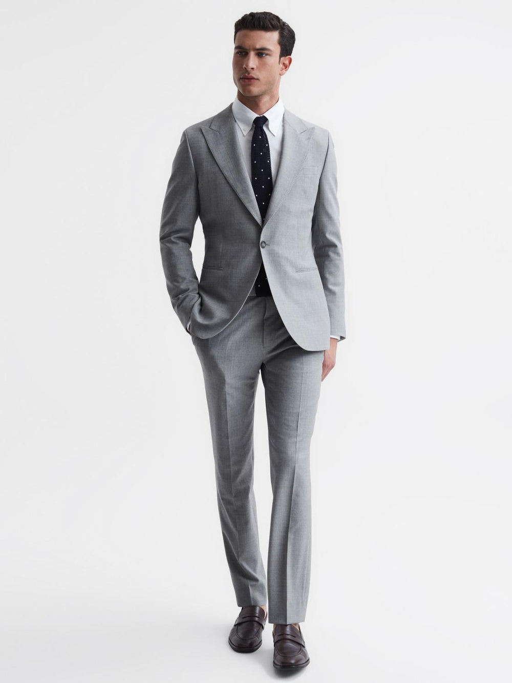 Reiss Suits & Tailoring | Arrow Slim Fit Wool Blend Trousers Soft Grey - Men