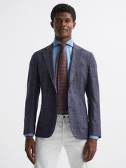 Reiss Suits & Tailoring | Belvedere Single Breasted Check Blazer Indigo - Men