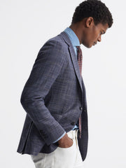 Reiss Suits & Tailoring | Belvedere Single Breasted Check Blazer Indigo - Men