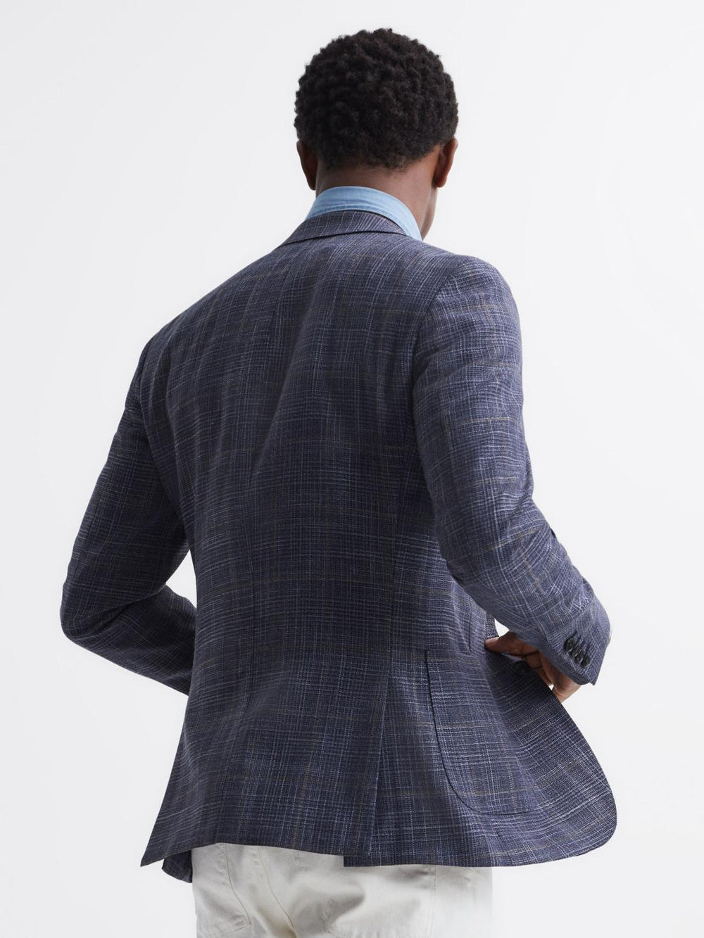 Reiss Suits & Tailoring | Belvedere Single Breasted Check Blazer Indigo - Men