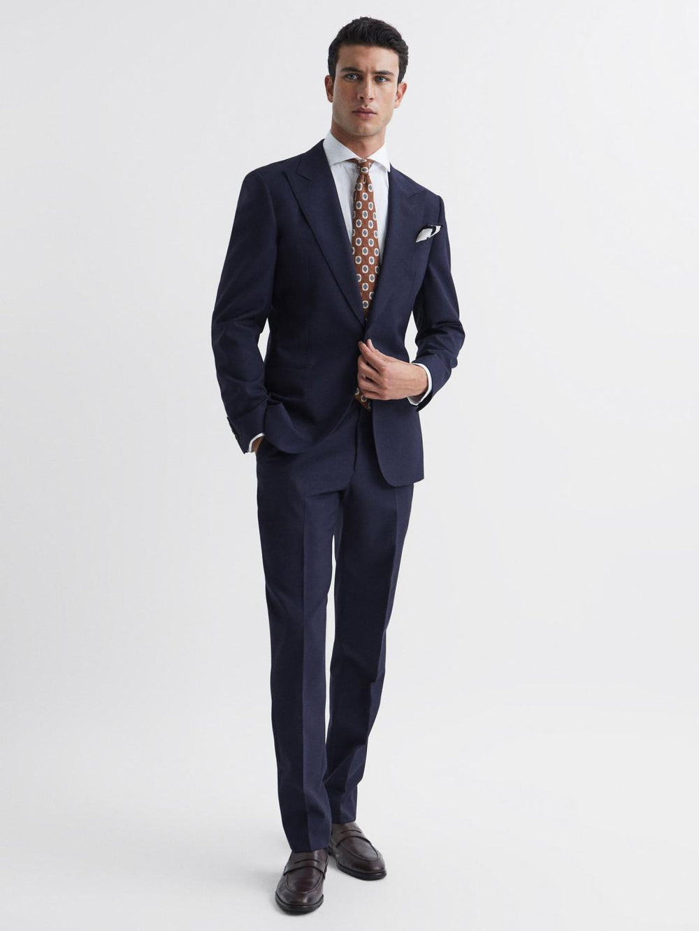 Reiss Suits & Tailoring | Bold Slim Fit Wool Trousers Navy - Men