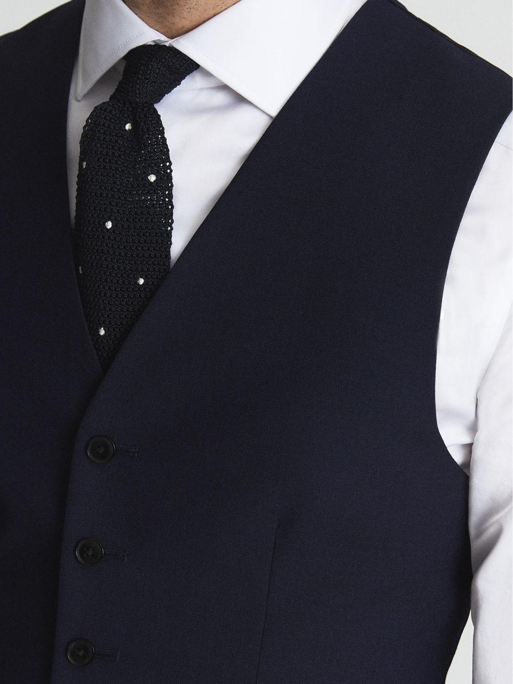 Reiss Suits & Tailoring | Bold Wool Blend Slim Fit Waistcoat Navy - Men