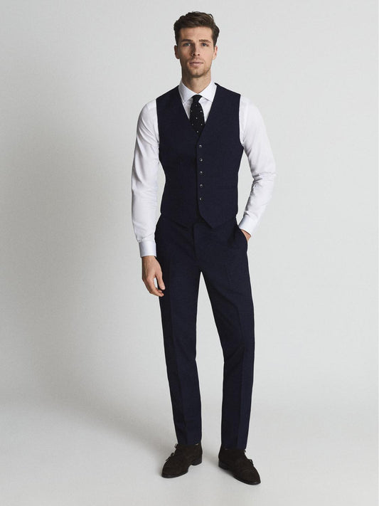Reiss Suits & Tailoring | Bold Wool Blend Slim Fit Waistcoat Navy - Men