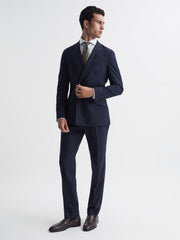 Reiss Suits & Tailoring | Broadgate Double Breasted Prince Of Wales Check Blazer Blue - Men