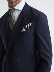 Reiss Suits & Tailoring | Broadgate Double Breasted Prince Of Wales Check Blazer Blue - Men