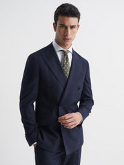 Reiss Suits & Tailoring | Broadgate Double Breasted Prince Of Wales Check Blazer Blue - Men