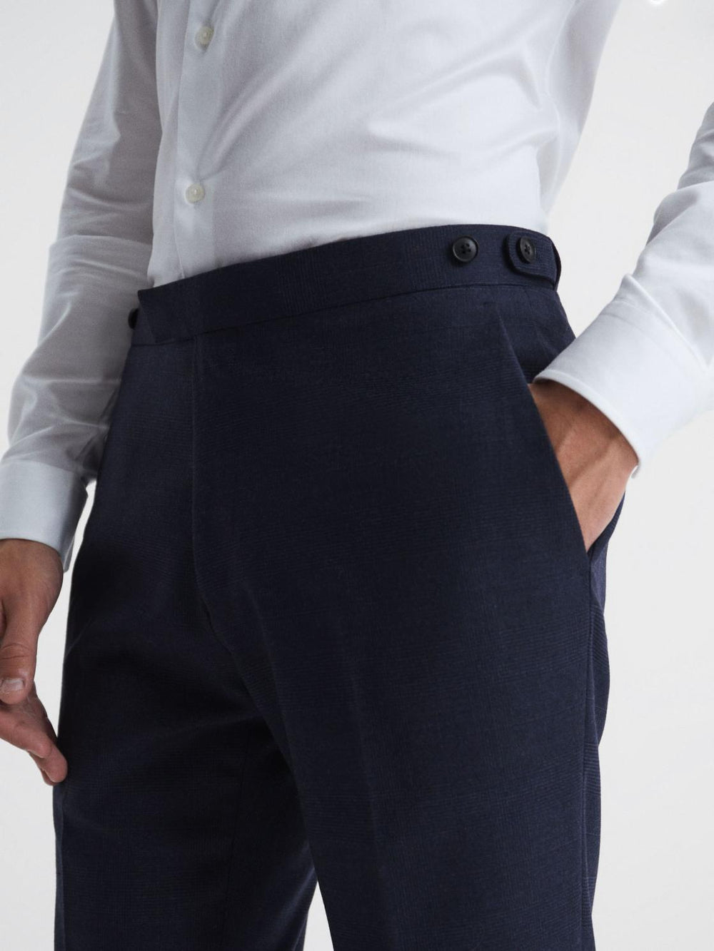 Reiss Suits & Tailoring | Broadgate Prince Of Wales Check Mixer Trousers Blue - Men
