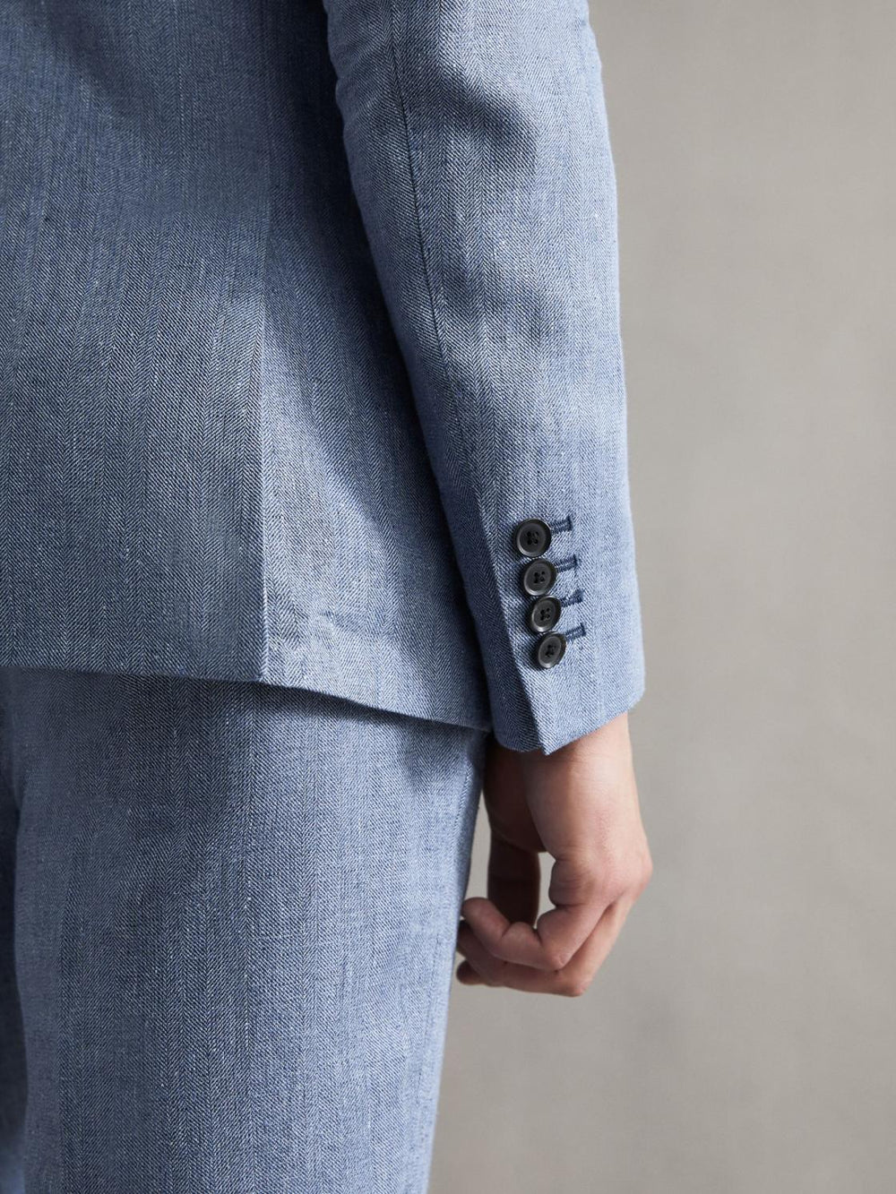 Reiss Suits & Tailoring | Cheltenham Slim Fit Double Breasted Linen Blazer Chambray - Men