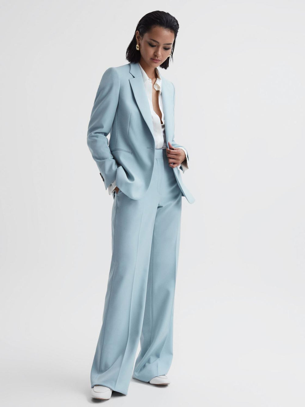 Reiss Suits & Tailoring | Clara Single Breasted Wool Blend Blazer Blue - Women