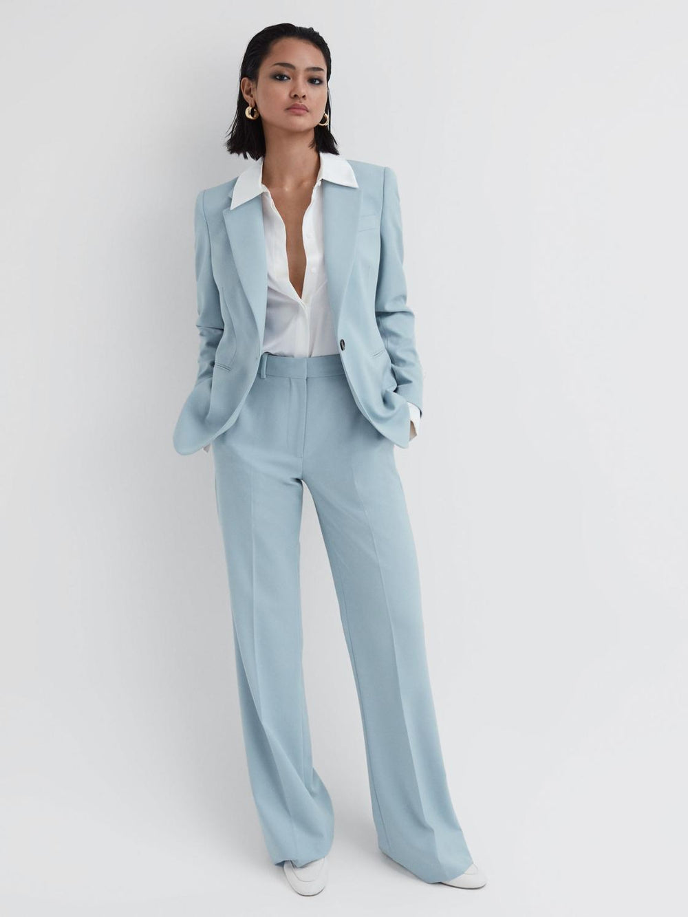 Reiss Suits & Tailoring | Clara Single Breasted Wool Blend Blazer Blue - Women