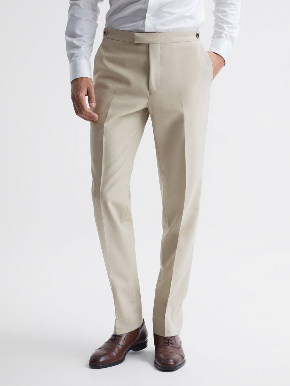 Reiss Suits & Tailoring | Fine Modern Fit Wool Trousers Stone - Men