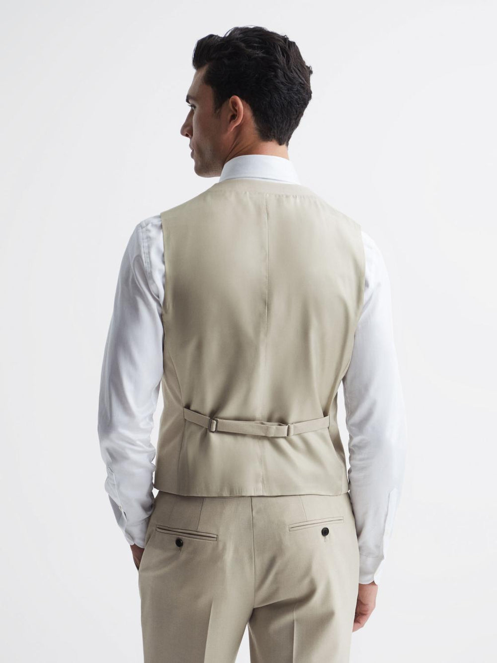 Reiss Suits & Tailoring | Fine Slim Fit Six Button Wool Waistcoat Stone - Men